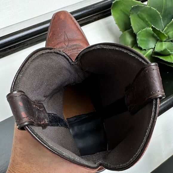 Abilene Men’s Genuine Leather Cowboy Boots Western Brown Distressed 8.5M USA - Picture 8 of 9